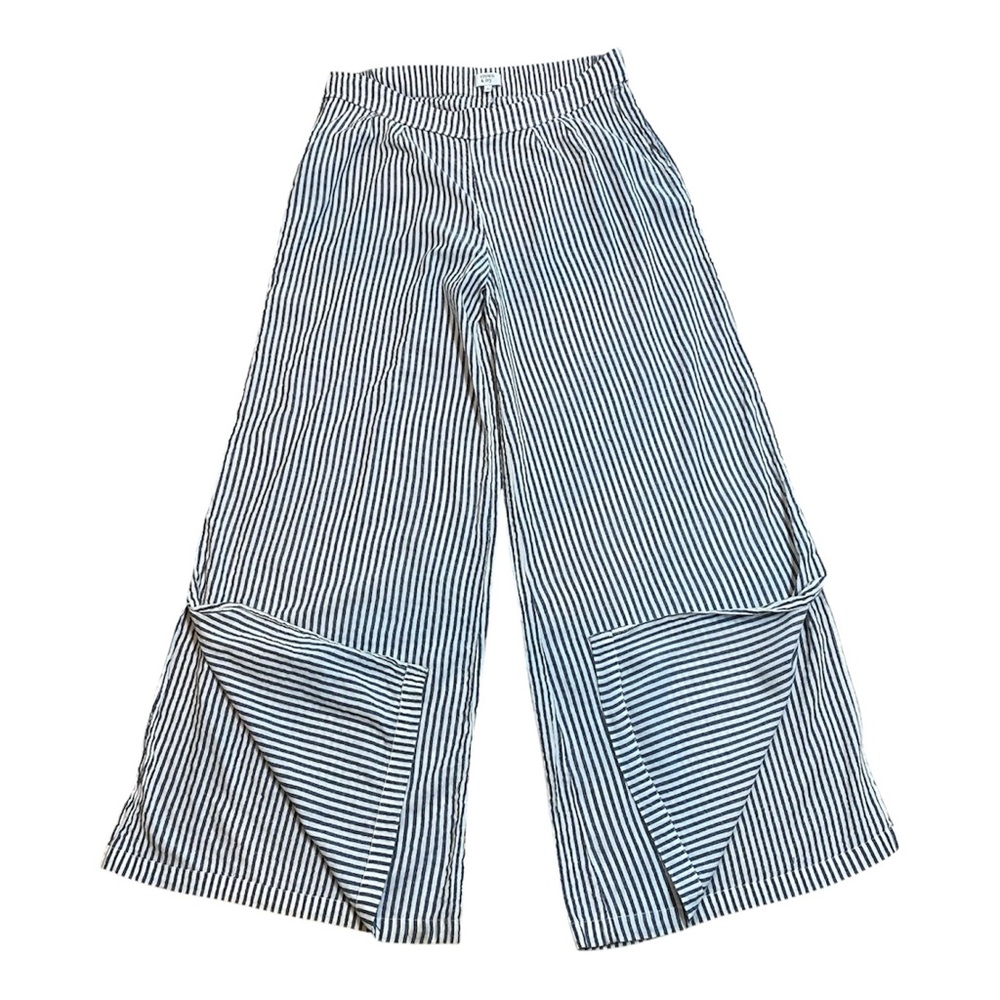 Crown & Ivy Womens Blue White Striped Wide-Leg Pants, Size 8.